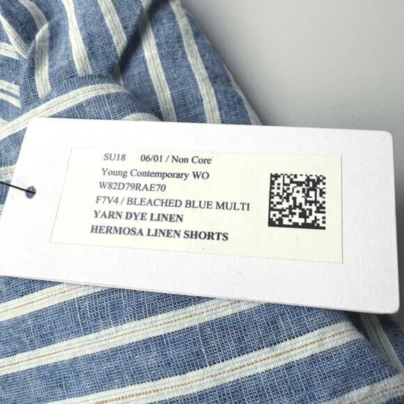 Guess Hermosa Linen Allover Striped Lace Up High Rise Shorts Size Small - Picture 7 of 8